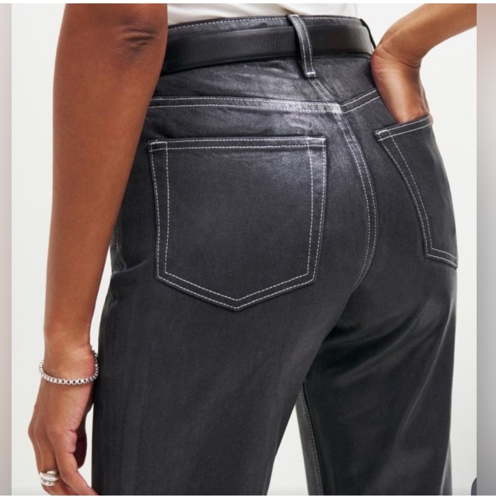 REFORMATION Cynthia High Rise Straight Jeans In Glossy Black Size 30 - Picture 2 of 10